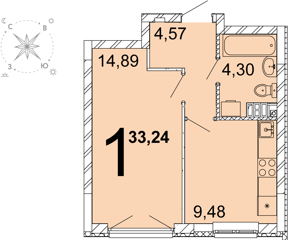 Планировка квартиры в ЖК "Квартал Олимпика" - фотография 2