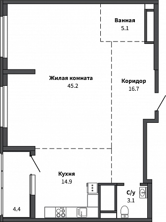 Планировка квартиры в ЖК "Макаровский" - фотография 2