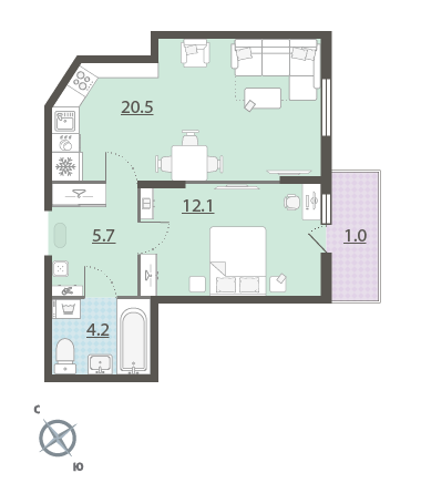Планировка квартиры в ЖК "Флагман" - фотография 1