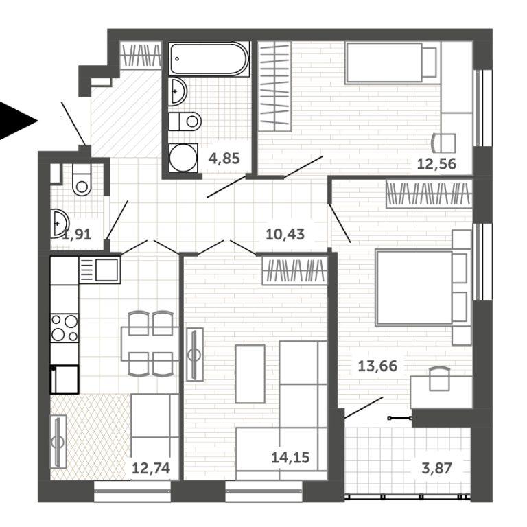 Планировка квартиры в ЖК "Коперник" - фотография 2